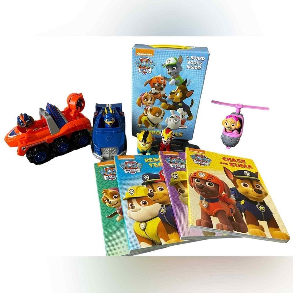 Paw Patrol Book & Action Figure Bundle- Includes 4 Set Paw Patrol Board Books